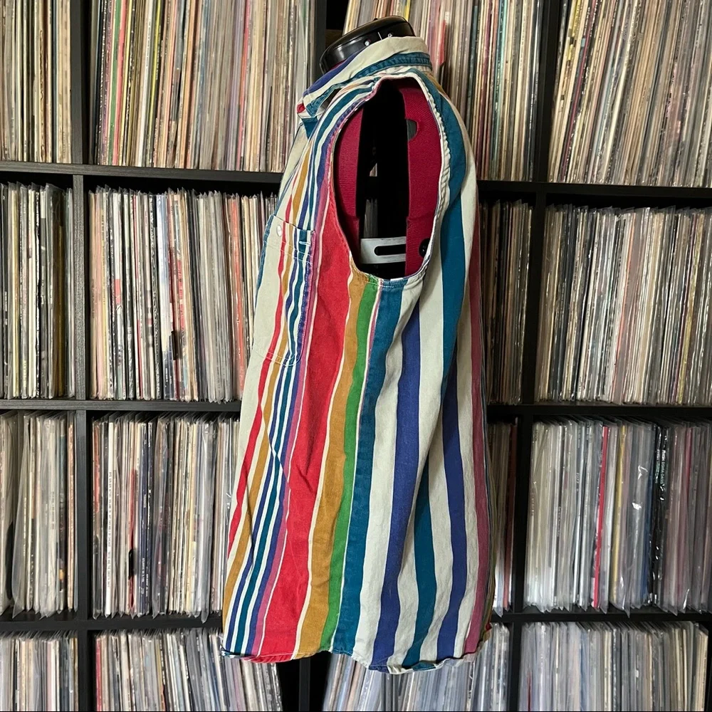 90s y2k vintage striped button down cotton - Picture 4 of 7
